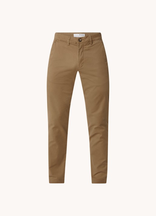 Selected New Miles slim fit chino met steekzakken - voorkant 2 khaki