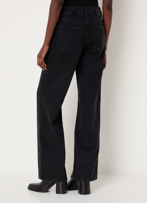 Selected Noos high waist wide leg jeans met gekleurde wassing - achterkant zwart