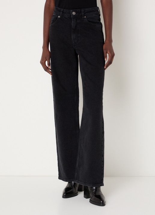 Selected Noos high waist wide leg jeans met gekleurde wassing - detail 2 zwart