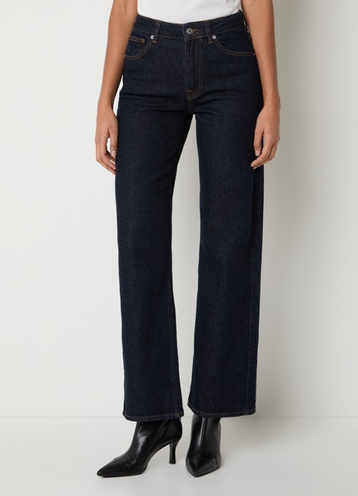 Selected Noos mid waist straight leg jeans met donkere wassing