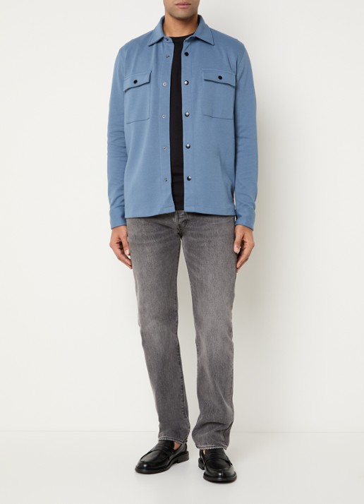 Selected Noos overshirt met borstzakken - voorkant 2 donkerblauw