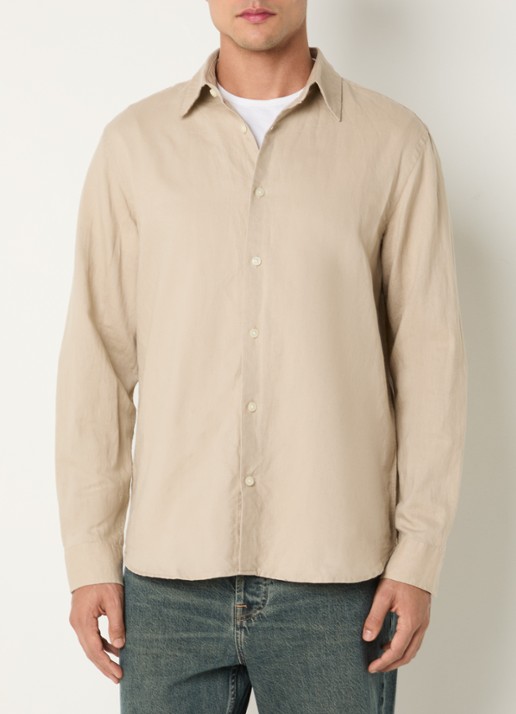 Selected Noos regular fit overhemd in linnenblend