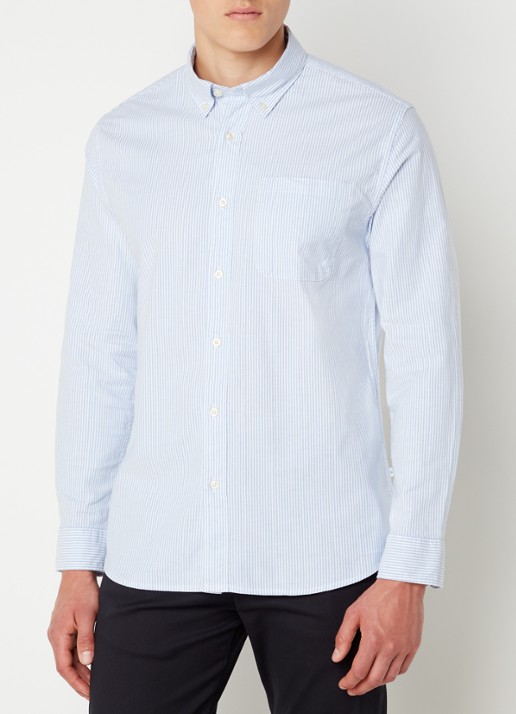 Selected Noos regular fit overhemd met borstzak en streepprint