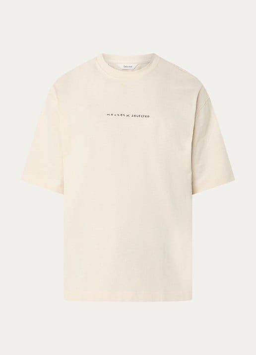 Selected Norman T-shirt met logo- en backprint