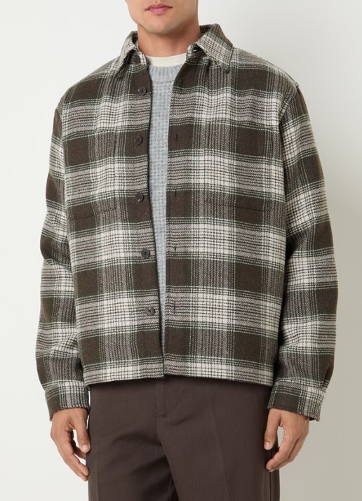 Selected Ole overshirt in wolblend met ruitdessin