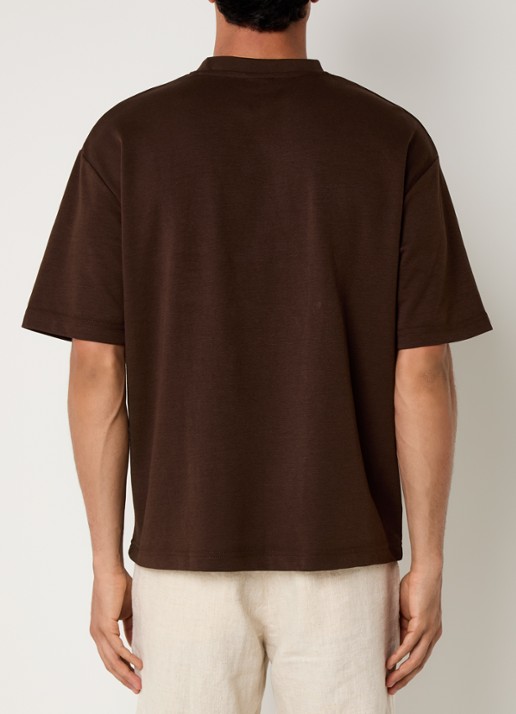 Selected Oscar T-shirt met ronde hals - achterkant 4 chocoladebruin