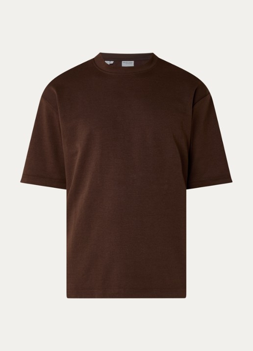 Selected Oscar T-shirt met ronde hals - voorkant chocoladebruin