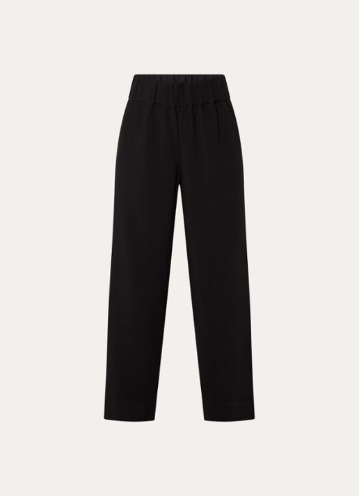 Selected Patricia mid waist wide fit pantalon met steekzakken - voorkant 2 zwart