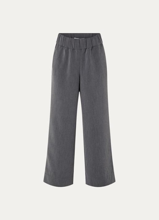 Selected Patricia mid waist wide fit pantalon met steekzakken - voorkant 2 donkergrijs