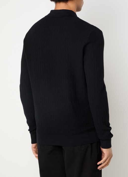 Selected Ran regular fit polo met halve rits - achterkant 3 zwart