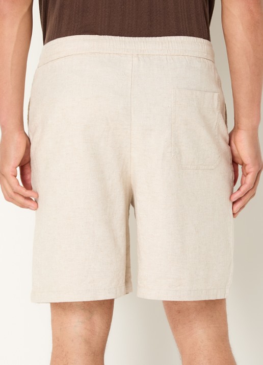 Selected Reg-Harvey loose fit korte broek in linnenblend - achterkant 3 beige