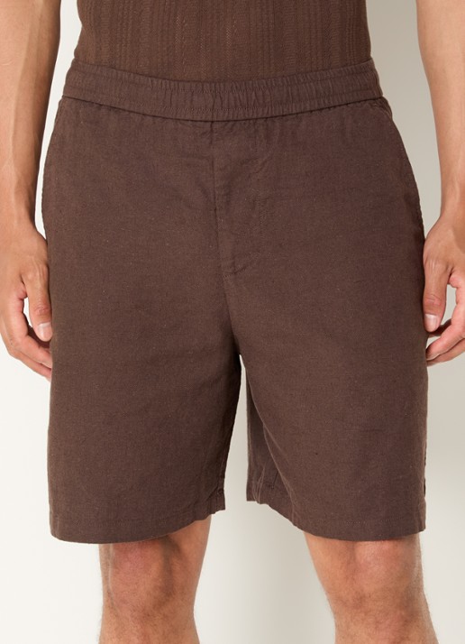Selected Reg-Harvey loose fit korte broek in linnenblend