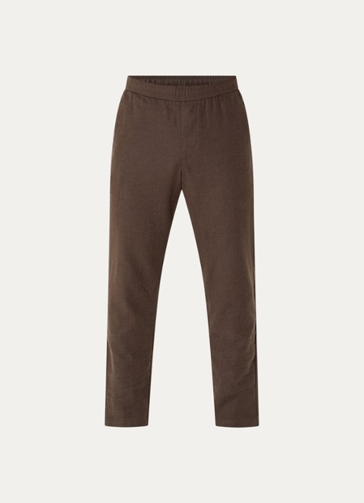 Selected Reg-Harvey straight fit broek in linnenblend - voorkant 4 bruin