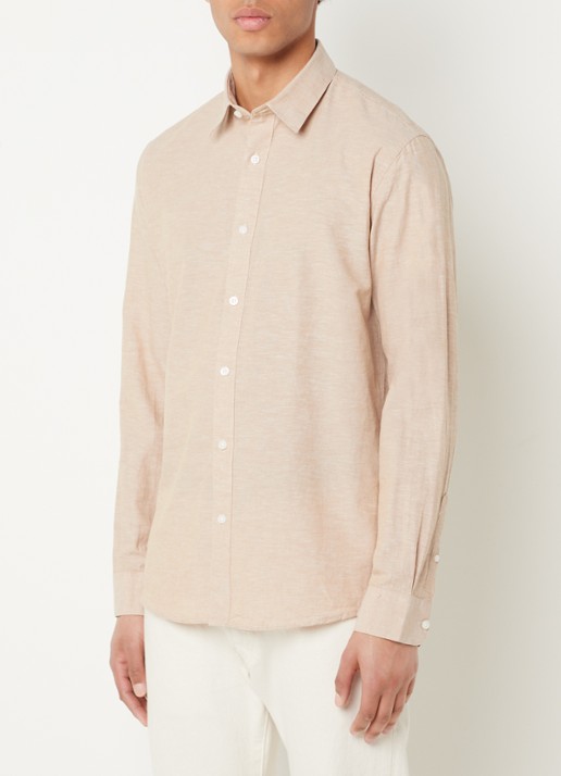 Selected Regnew regular fit overhemd in linnenblend - detail 4 beige
