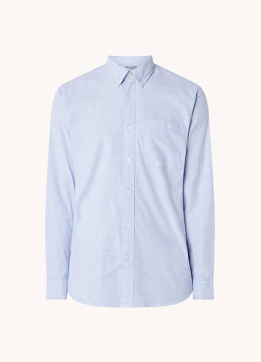Selected Regrick regular fit overhemd van  katoen met borstzak - voorkant 3 lichtblauw