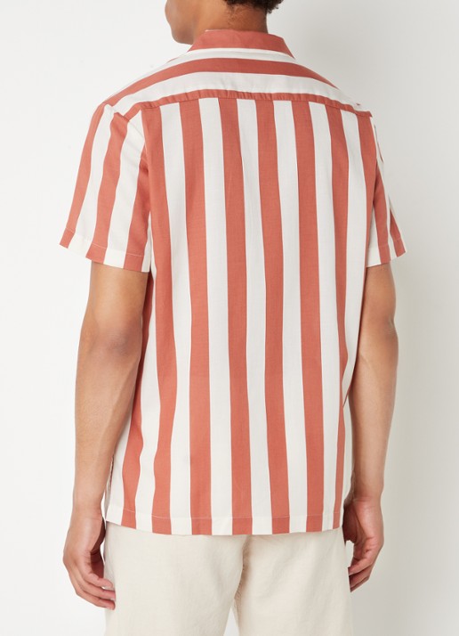 Selected Regular fit overhemd met streepprint - achterkant 2 steenrood