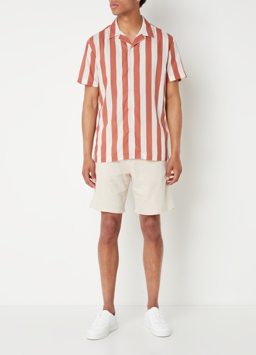 Selected Regular fit overhemd met streepprint - voorkant 4 steenrood