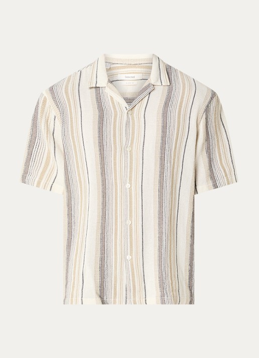 Selected Resort overhemd met streepprint - voorkant 3 gebroken wit
