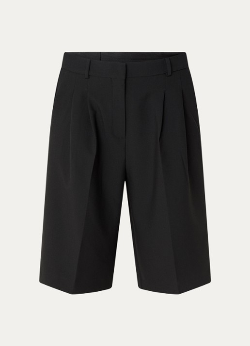 Selected Rita high waist wide fit korte broek met steekzakken - voorkant 2 zwart