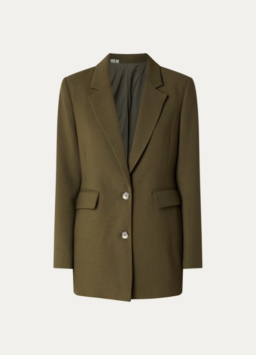 Selected Rita oversized blazer met klepzakken en schoudervulling - voorkant 3 mosgroen