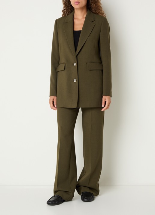 Selected Rita oversized blazer met klepzakken en schoudervulling - voorkant 4 mosgroen