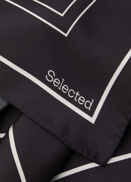 Selected Sara sjaal van zijde met print 60 x 60 cm  - detail 2 beige