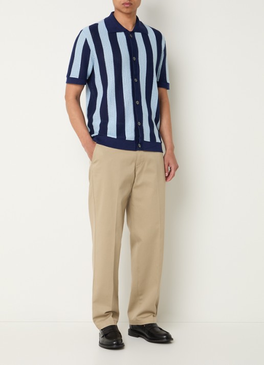 Selected Shane regular fit overhemd met streepprint - voorkant 4 donkerblauw