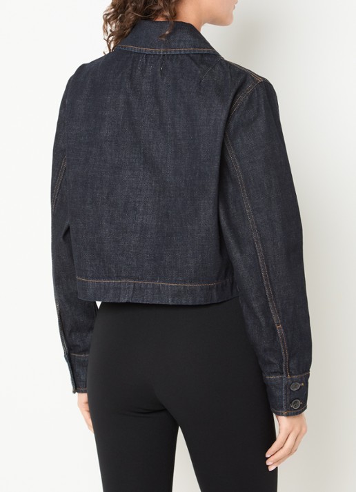 Selected Shelly cropped spijkerjas met opgestikte zakken - achterkant 2 indigo