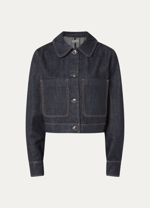 Selected Shelly cropped spijkerjas met opgestikte zakken - voorkant 3 indigo