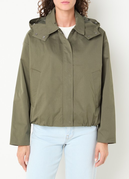Selected Shiloh jack met afneembare capuchon - detail mosgroen