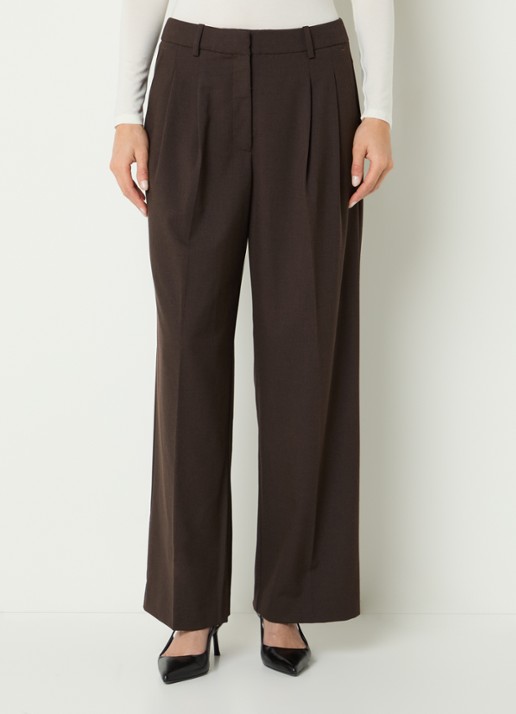 Selected Sienna high waist loose fit pantalon in wolblend