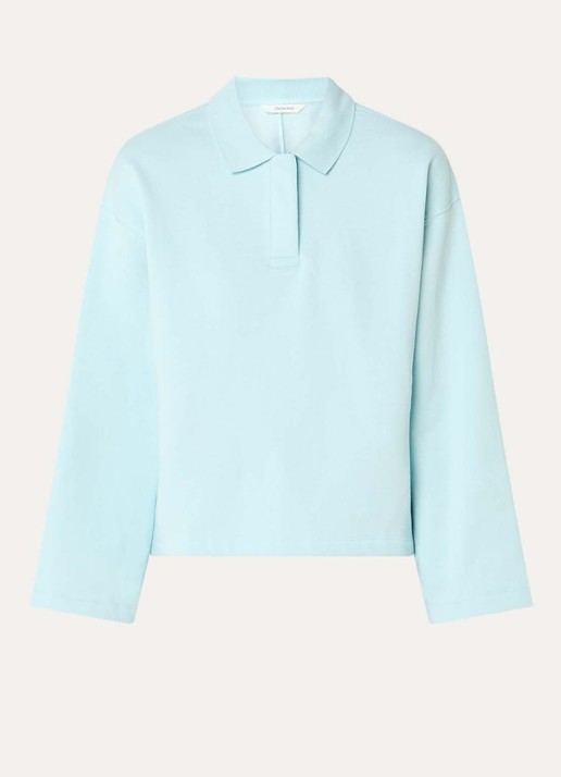Selected Slfari Gia sweater met polokraag - voorkant 3 turquoise