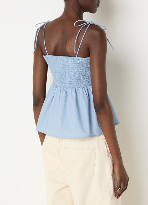 Selected SLFDelia top met plooidetail - achterkant 3 blauw