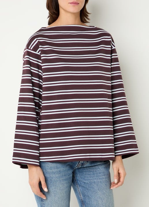 Selected Slfpolly sweater met streepprint en boothals