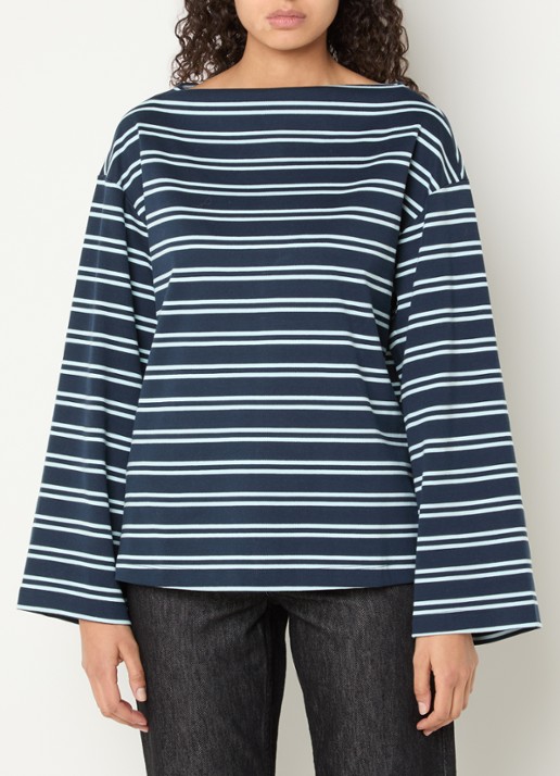 Selected Slfpolly sweater met streepprint en boothals