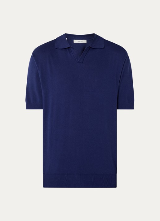 Selected SLHTorino fijngebreide polo met V-hals - voorkant beige