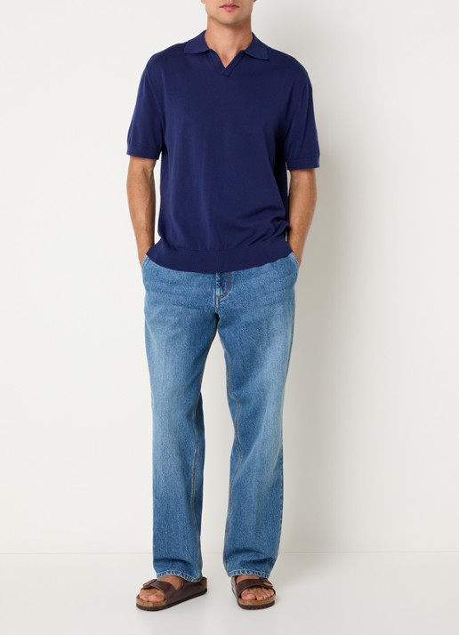 Selected SLHTorino fijngebreide polo met V-hals - voorkant 2 beige