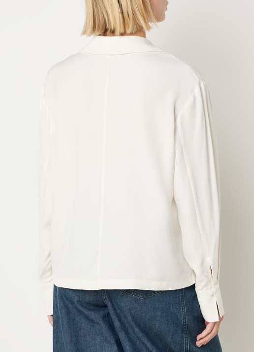 Selected Soler blouse met V-hals - achterkant gebroken wit