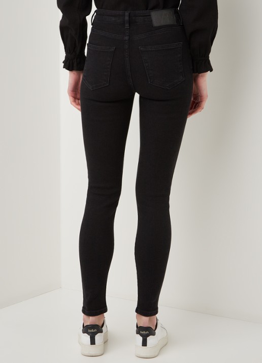 Selected Sophia mid waist skinny jeans met stretch - achterkant 3 zwart