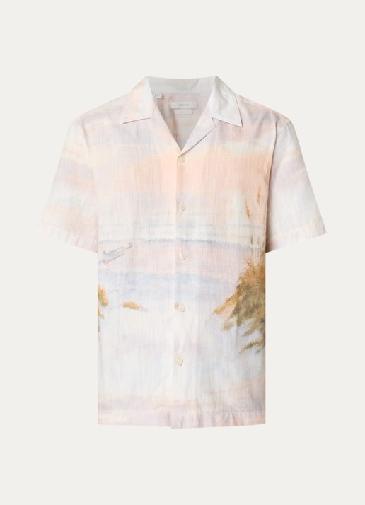 Selected Sunset comfort fit overhemd met print - voorkant 2 creme