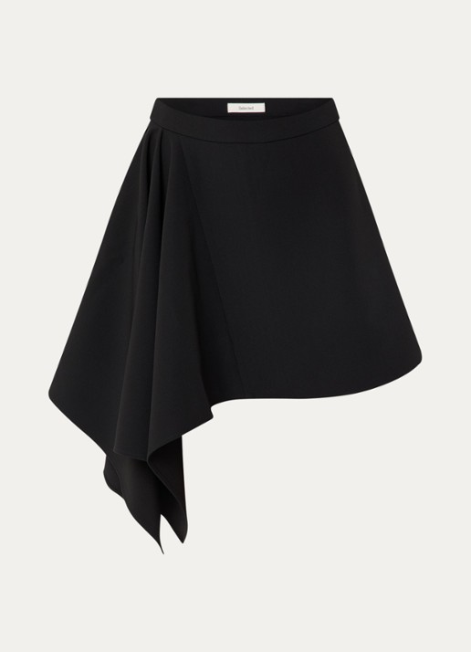 Selected Sylvie minirok met gedrapeerd detail - voorkant 2 zwart