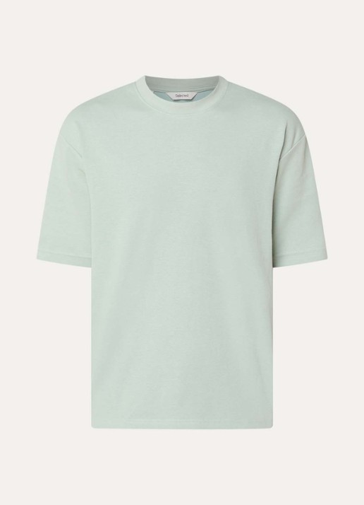 Selected T-shirt met stretch - voorkant 3 lindegroen