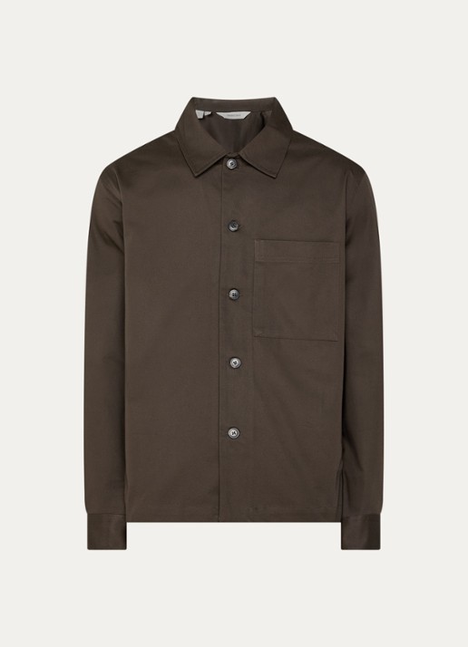 Selected Tate overshirt met borstzak - voorkant 3 donkerbruin