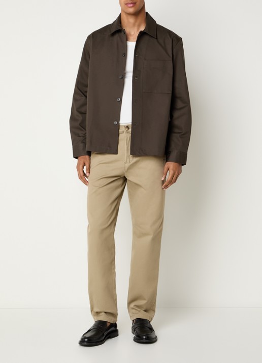 Selected Tate overshirt met borstzak - voorkant 4 donkerbruin