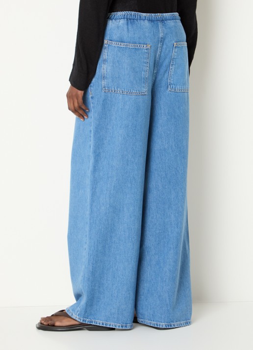 Selected Tenna high waist wide leg jeans met medium wassing en steekzakken - achterkant indigo
