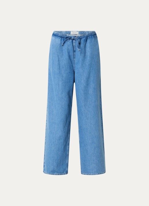 Selected Tenna high waist wide leg jeans met medium wassing en steekzakken - voorkant 2 indigo