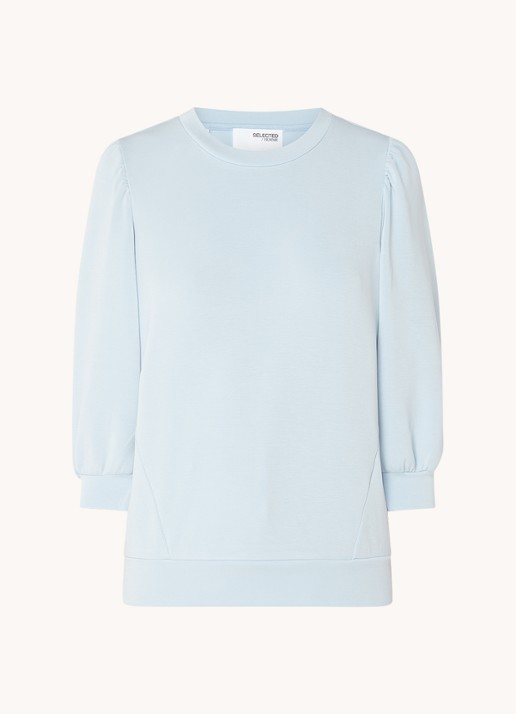 Selected Tenny top  met pofmouw - voorkant 3 lichtblauw