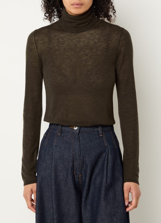 Selected Vendy semi-transparante trui van merino wol met col