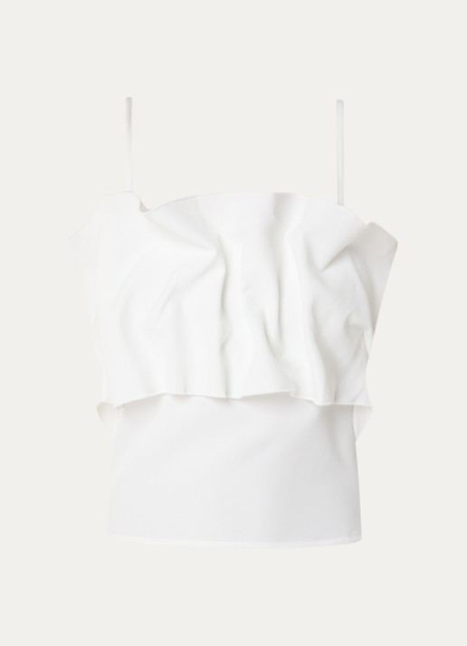 Selected Vinelle top met volant - voorkant 3 wit