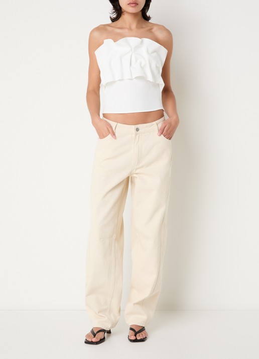 Selected Vinelle top met volant - voorkant 4 wit